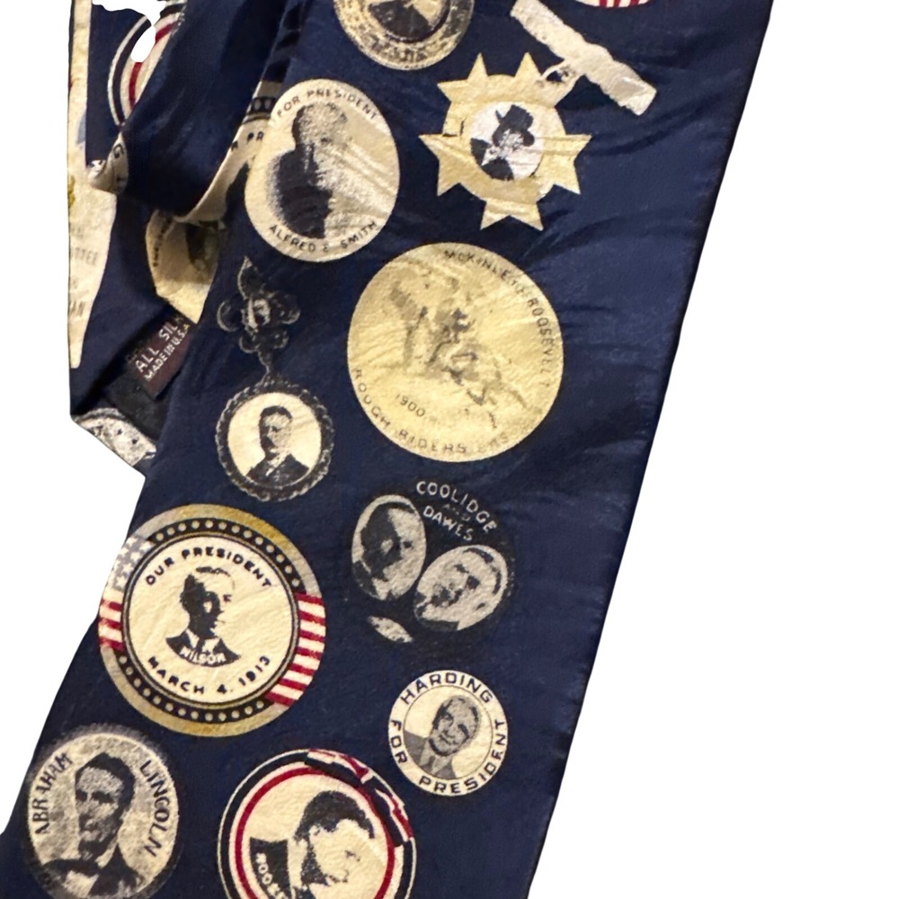 Mens Museum Artifacts All Silk‎ Tie Presidential Political History Pattern - Picture 3 of 8
